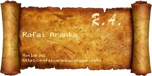 Rafai Aranka névjegykártya